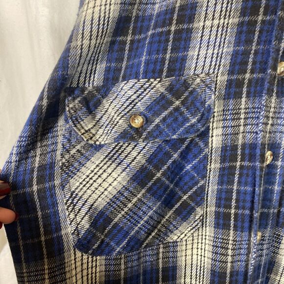 vintage weargaurd plaid red long sleeve button up shirt work outdoor Blue Warm - Picture 6 of 15